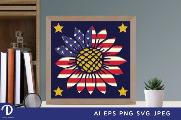 Download Sunflower U.S Flag 3D Paper Cut - Premium Resources