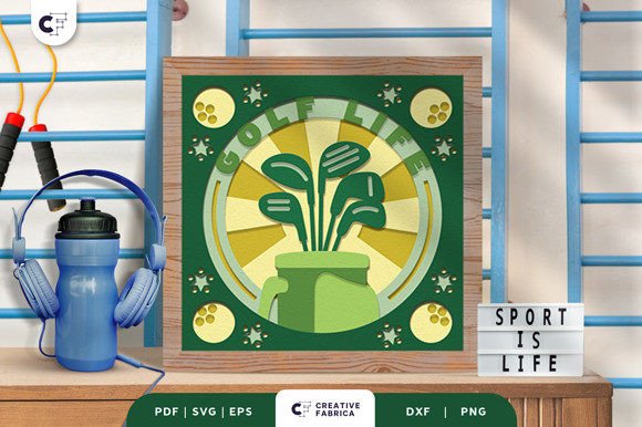 Download Golf Bag 3D Light Box Papercut - Premium Resources