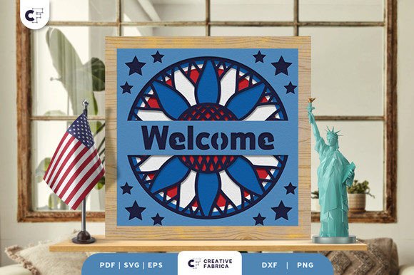 Download Split Sunflower Welcome 3D Paper Cut - Premium Resources