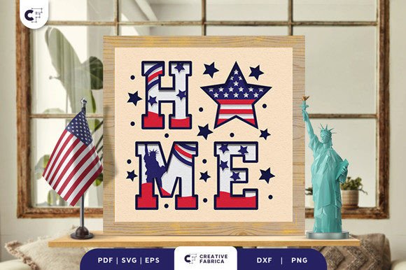 Download USA Home Sign 3D Paper Cut SVG - Premium Resources